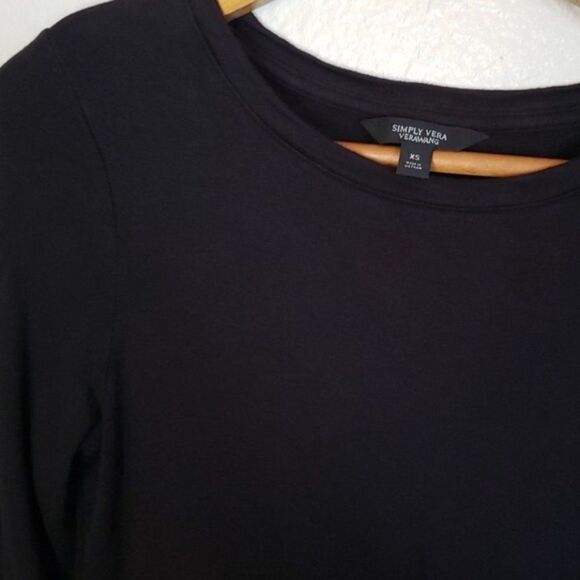 Vera Wang Black Bottom Wrap Long Sleeve Shirt XS - Picture 3 of 9